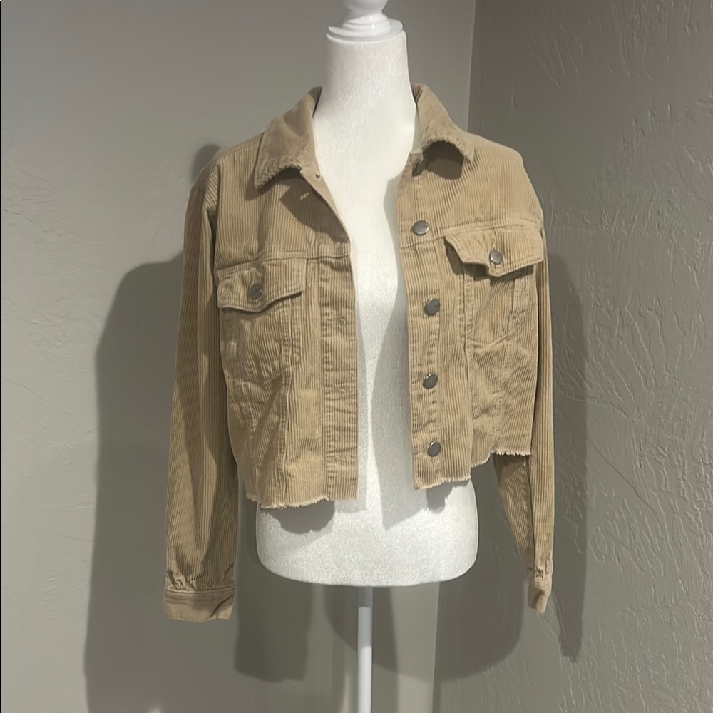 Tan Corduroy Cropped Jacket